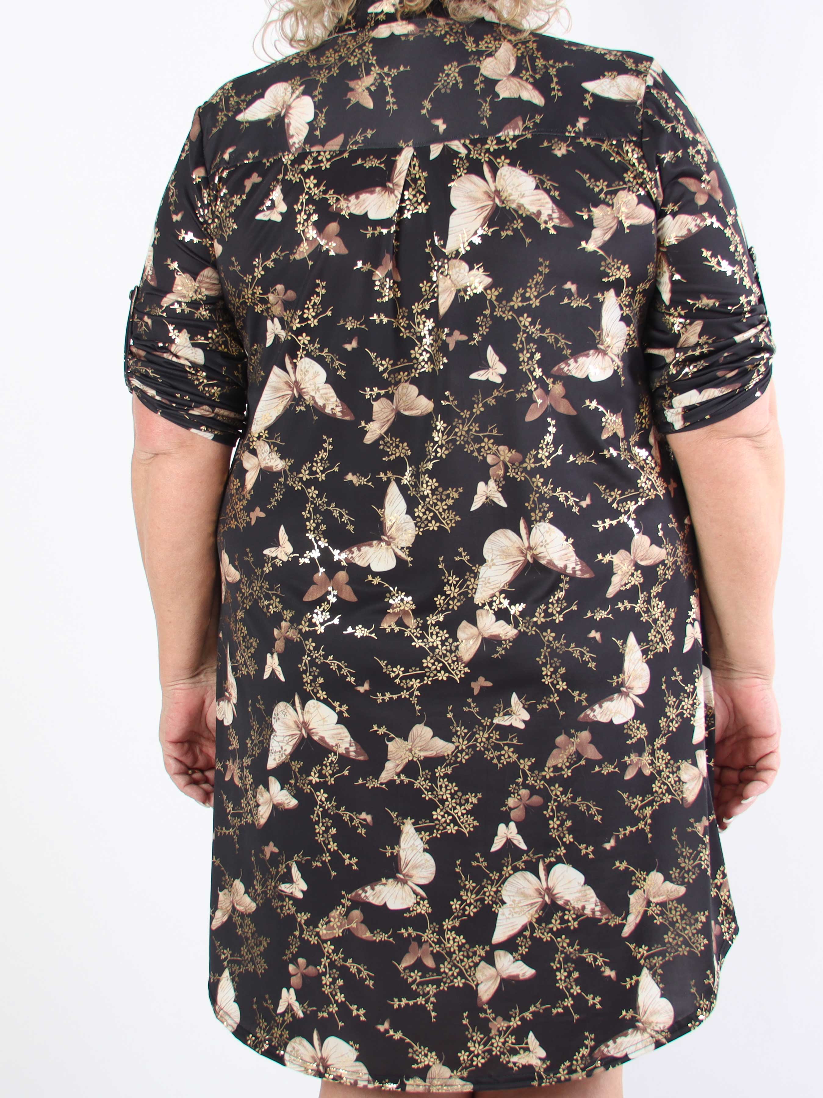 Ebba Butterfly - Elastisk plus size kjole med sommerfugle